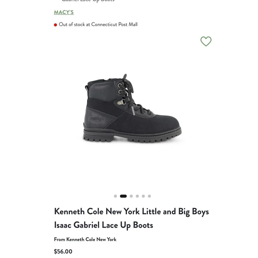 NIB Kenneth Cole New York Little Big Boys Isaac Gabriel Black Lace Up Boots Sz 2